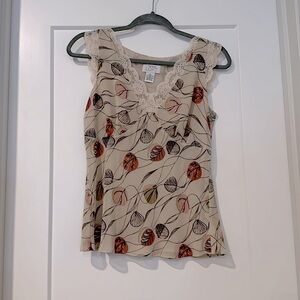 Ann Taylor LOFT Cream and Pink Floral Blouse